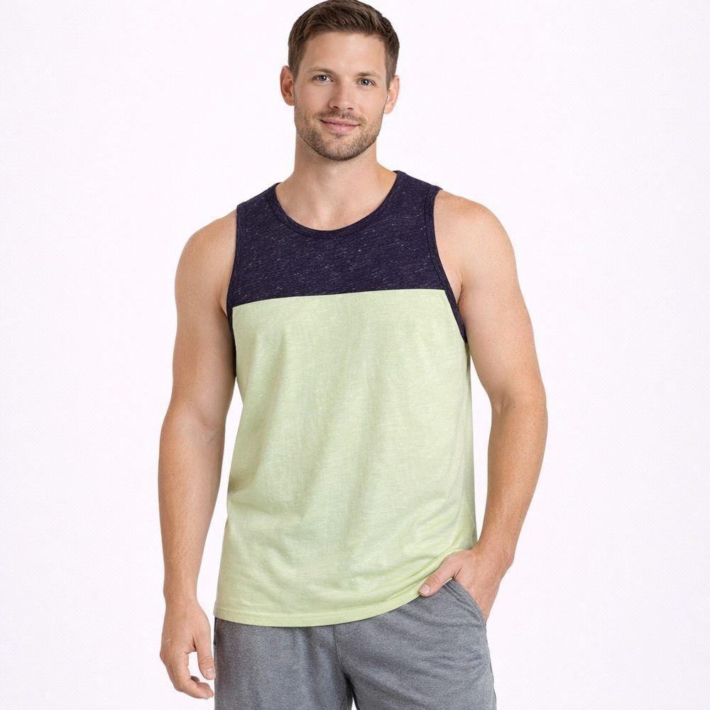 Merrell Men’s Colorblock Tank Top Sleeveless Athletic Shirt Green & Navy S Small